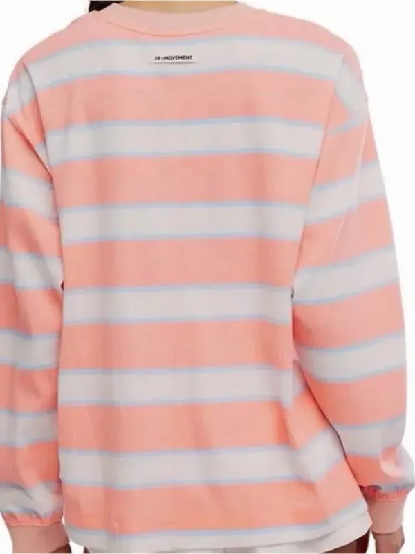 FP Movement by Free People Pink, White & Light Blue Striped Long-Sleeve Top - Image 2