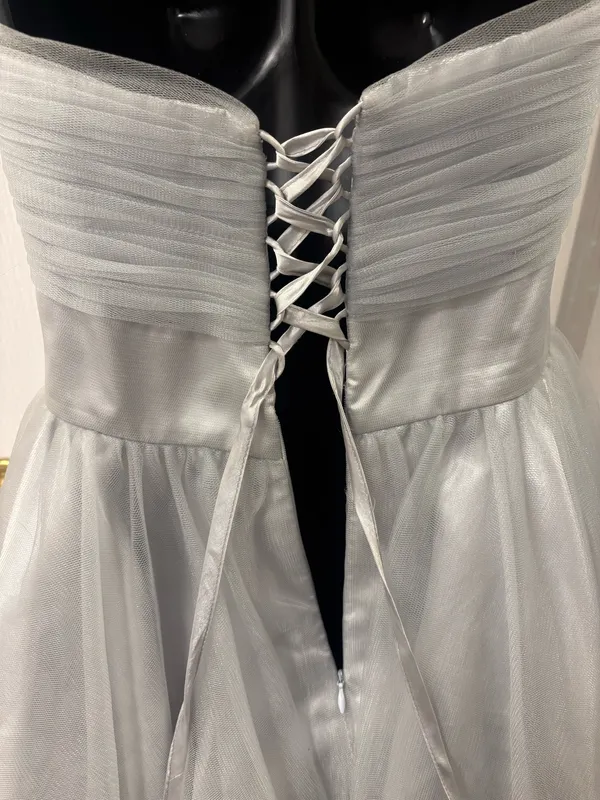 Ruffle Tule Strapless Sweetheart Short Homecoming Formal Dress Embellished Waist L - Image 3