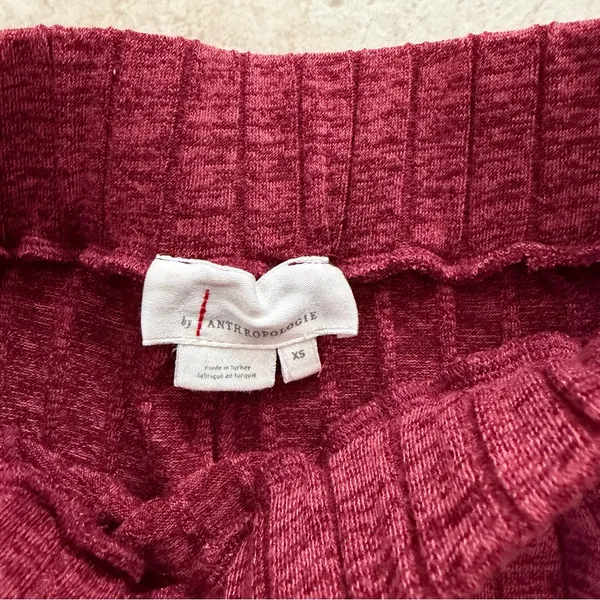 Anthropologie Pauline Midi Sweater Skirt Red Rouge Ruffled Ribbed Size XS - Image 6