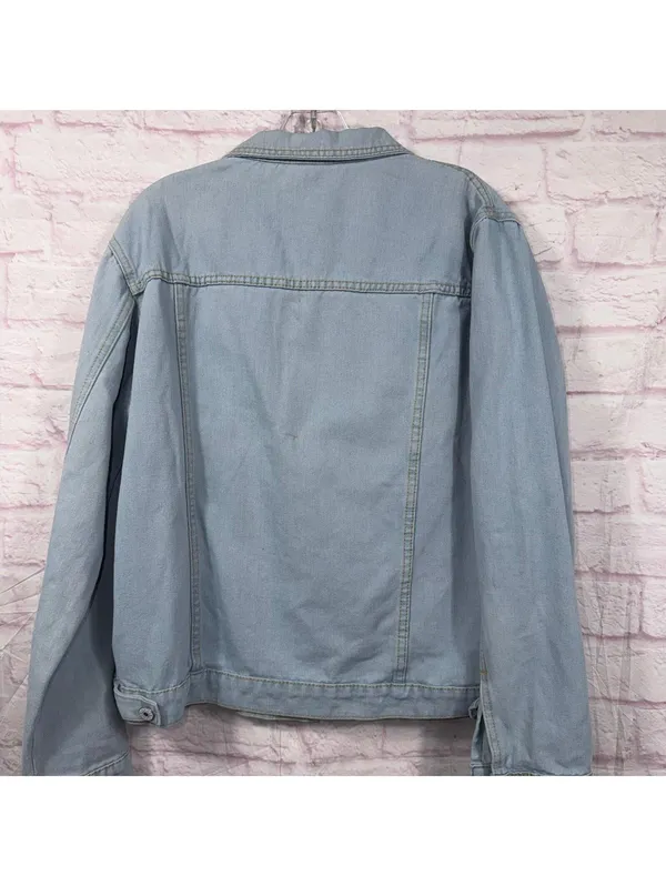 Women’s Light Wash Denim Jacket XXL Button Front Casual Jean Jacket - Image 6