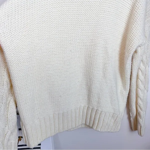 Charlie Holiday Pullover Casual Cream Cable Knit Sweater Size 4 - Image 5