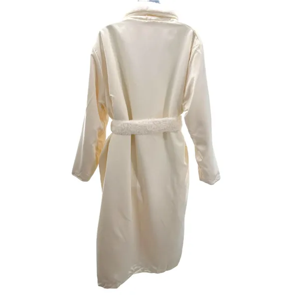 Minky Couture Satin Cream Robe S Faux Fur Plush Luxury Bathrobe Loungewear Cozy - Image 4