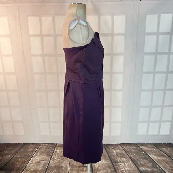 Deletta Anthropologie Purple Strapless fanned bodice cocktail Dress Size M - Image 6