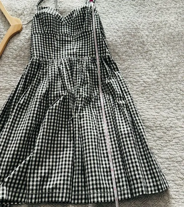 Amanda Uprichard Black White Gingham Dress Size M - Image 5