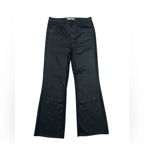 HIDDEN JEANS Coated High Waist Flare Jeans size 30 black - Image 4