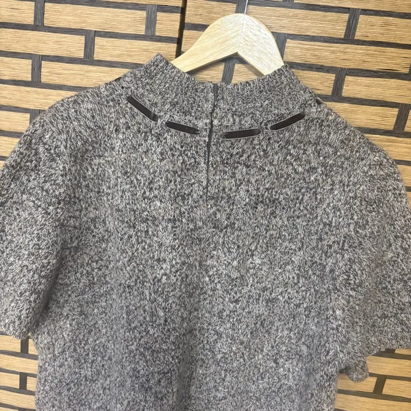 Alfred Dunner Brown‎ Bow Neckline Wool Blend Short Sleeve Sweater Size XL - Image 4