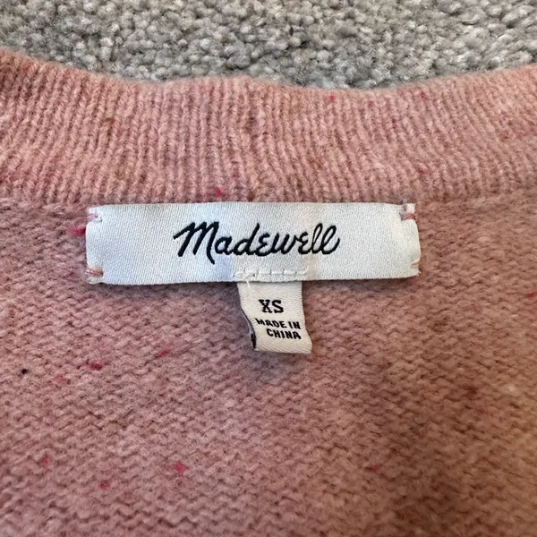 Madewell Donegal Maysfield Cardigan‎ Sweater Peach 100% Merino Wool Size XS - Image 4