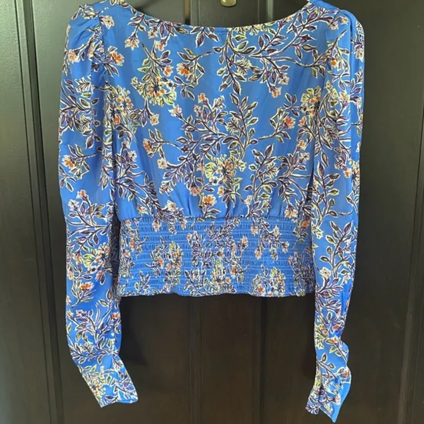 EUC Free People Santiago Boho Top Periwinkle Floral Size Small - Image 8