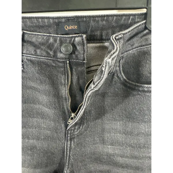 Quince Black Organic Cotton Tencel Straight Leg Jeans Womens Size 26 Faded Denim - Image 4