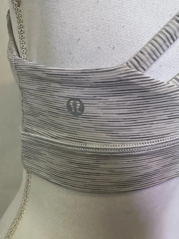 lululemon athletica Grey Striped Strappy Sports Bra - Image 4