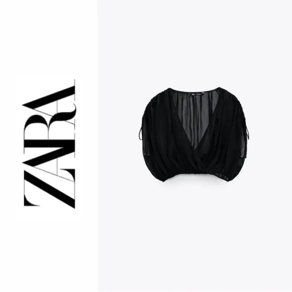 ZARA METALLIC THREAD SHEER CROP TOP in Black Gold, Size XS, NWT - Image 5