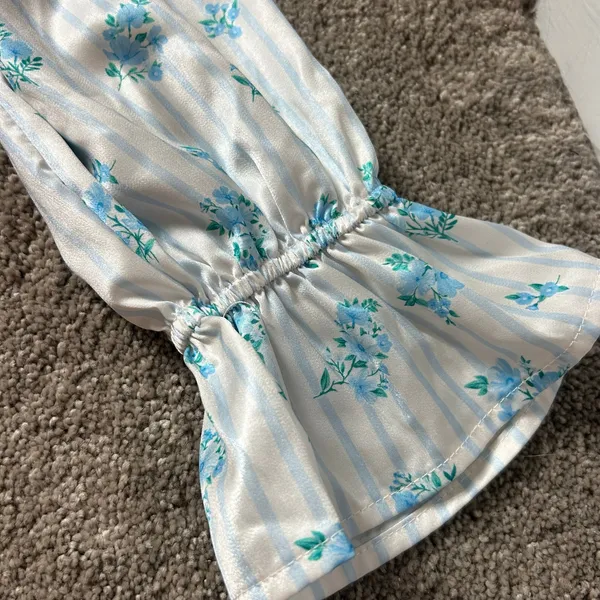 Altar’d State Ditzy Floral Blue Satin Pajama Set Striped Size Small and XS - Image 7