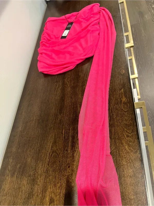 Hot Pink Sheer Draped Skirt / Cover-Up - Image 4