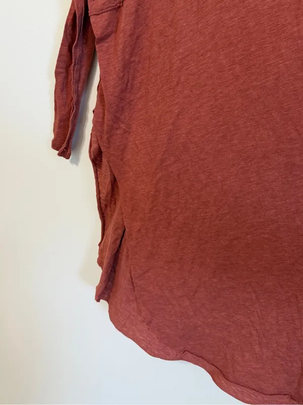 Free People Oversized Long Sleeve Tunic Top Size XS Orange Boho - Image 7