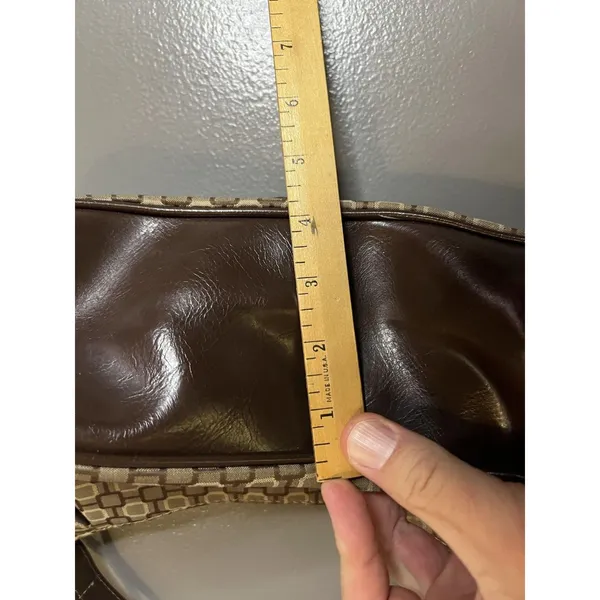 Nine West Shoulder Bag Womens Small Brown Geometric Faux Leather Purse Buckle - Image 9