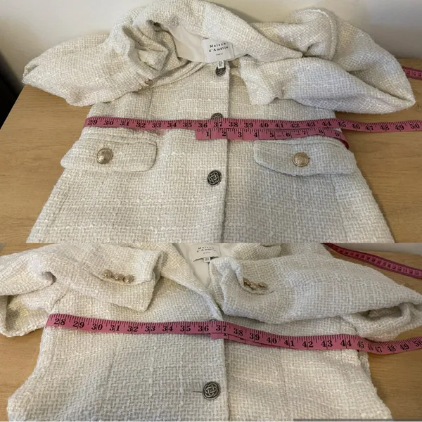 White Textured Suit Jacket - Image 7