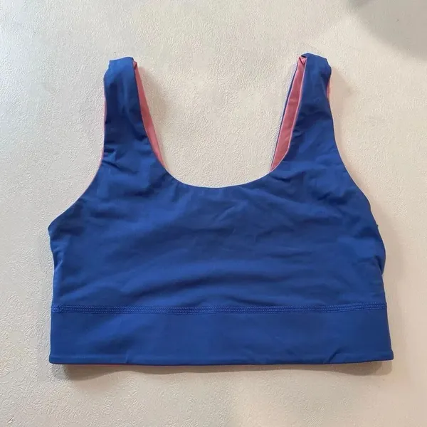 Fabletics Reversible Sports Bra Pink Blue Longline Medium Impact Size M - Image 3