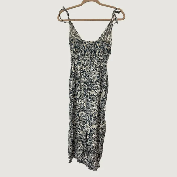 Patrons of Peace Floral Smocked Wide Leg Jumpsuit Blue Cream J1899F58 Womens S - Image 3
