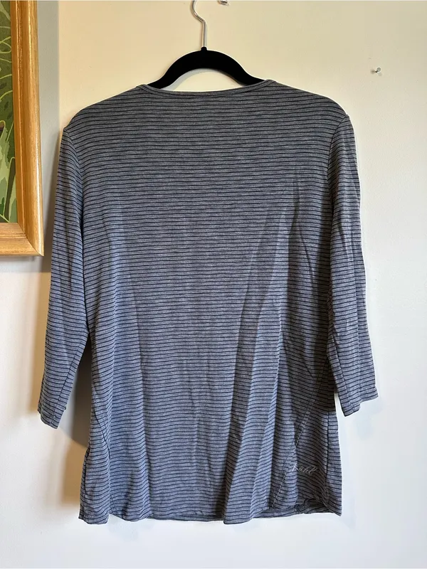 Kuhl Striped Scoop Neck Henley Top Womens Medium Gray - Image 6