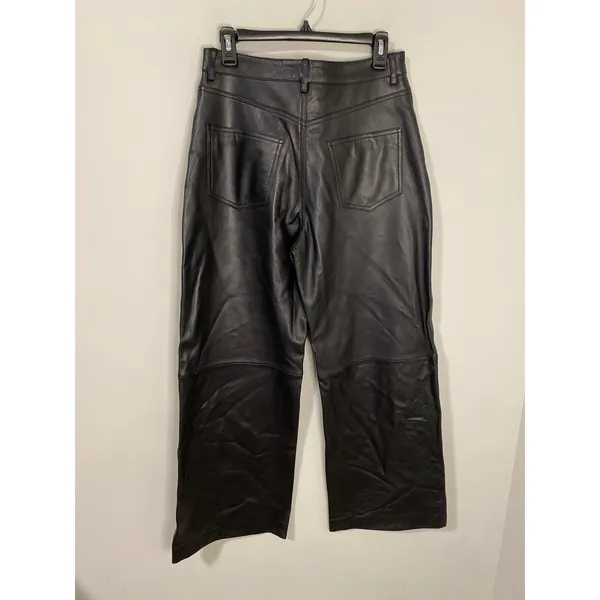 NWT Reformation Veda Kennedy Black Leather Wide Leg Pants 8 - Image 4