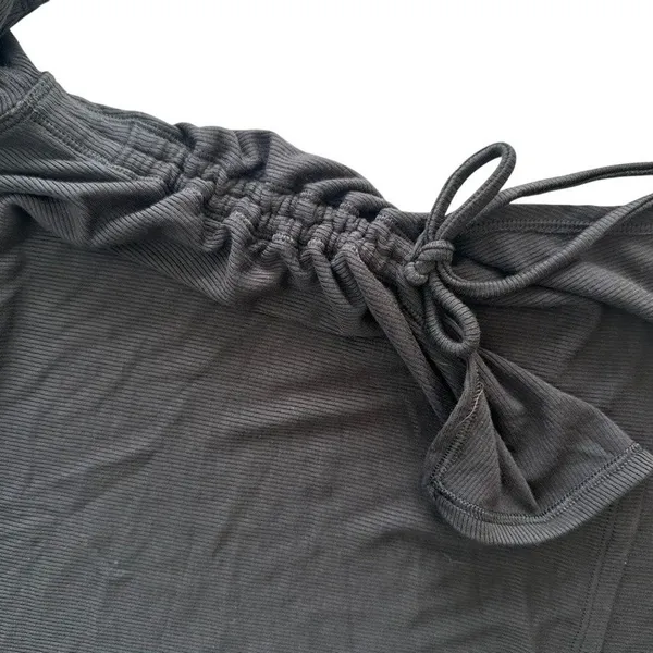 Lululemon Ribbed Crop Top Black Size 4 Micro Modal Side Tie - Image 4