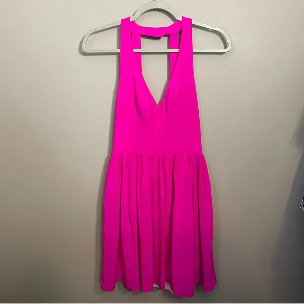 Amanda Uprichard 100% Silk Hot Pink Dress - Image 10