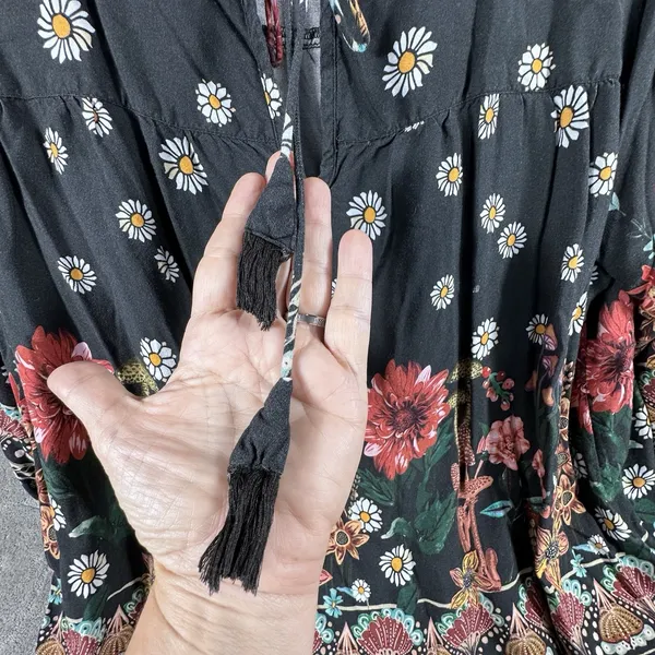 Natural Life Top Womens XL Maribel Mushroom Print Hippie Boho Black Floral Tunic - Image 9