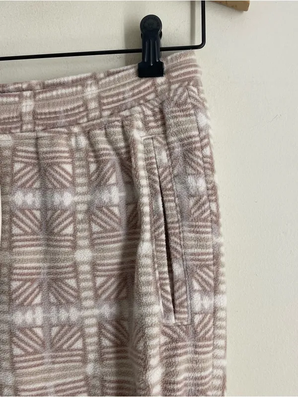 Patagonia Micro D Fleece Joggers Womens S Snow Bean Natural Geometric Cozy Pants - Image 5