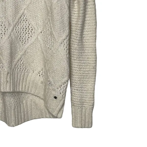 American Eagle Open Knit Sweater Size‎ Small Cream Cotton Wool Stretch Blend - Image 3