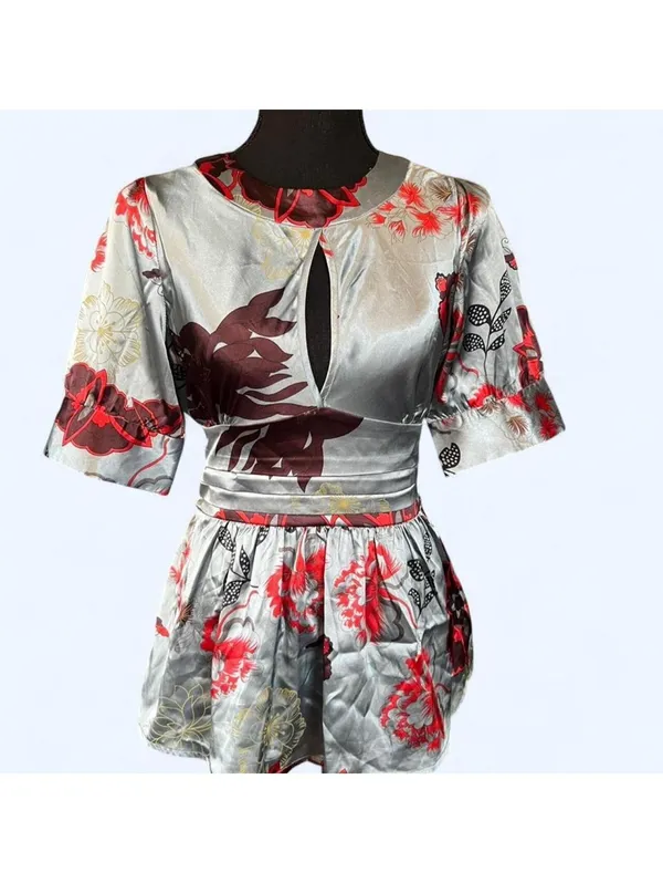 Vintage Y2K BCBGMAXAZRIA Floral Kimono Top size small - Image 2