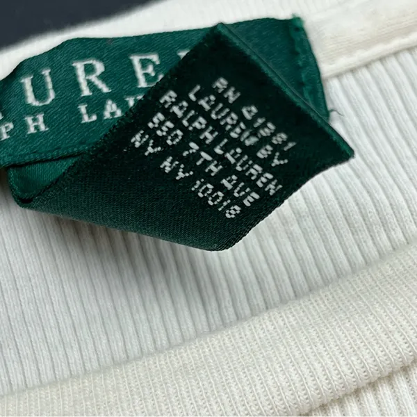 Lauren Ralph‎ Lauren Ribbed Top Cream Brown Faux Suede Patch Medium Western FLAW - Image 4