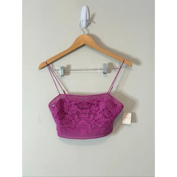 Free People Fp One Lyra Bralette Crochet Embroidered Smocked Strap Top Size M‎ - Image 2