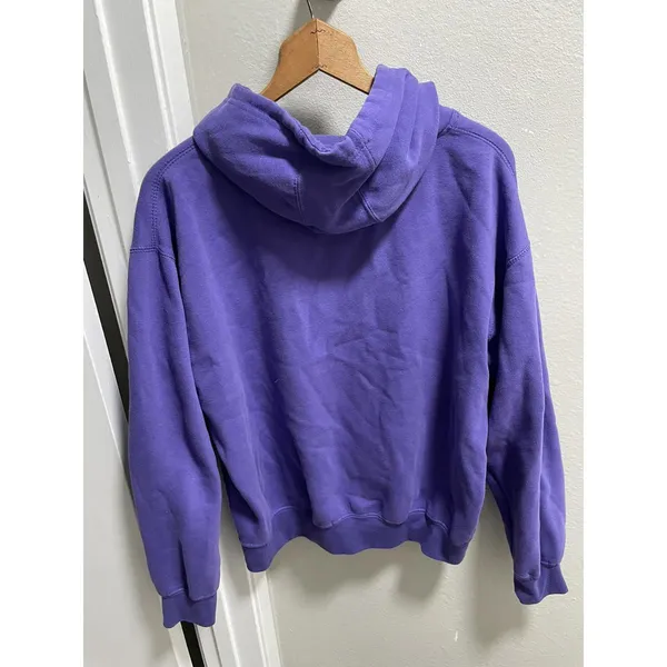 Y2K Palm Springs Purple Hoodie Letter Embroidery Sz L - Image 3