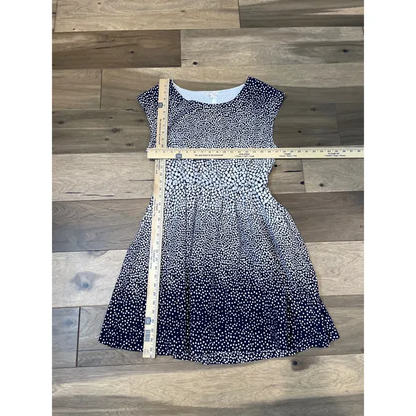 GAP Polka Dot Flare Dress Size M Navy White Sleeveless Elastic Waist Pockets - Image 3
