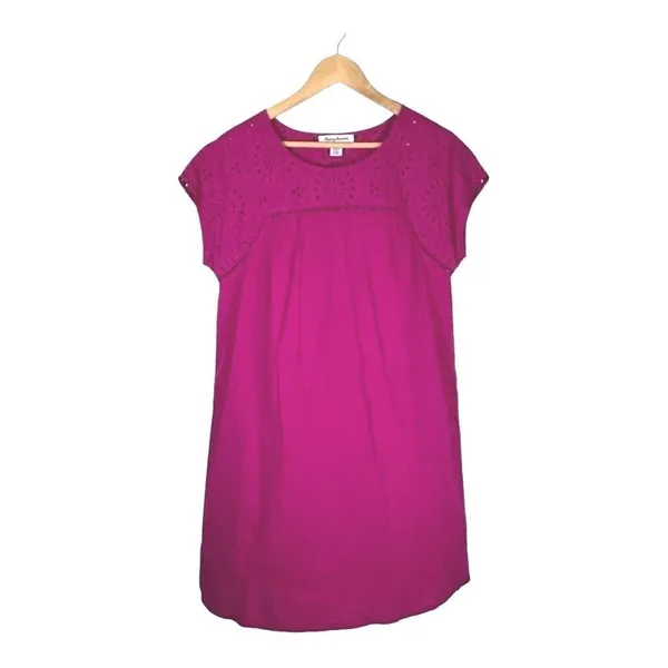 Tommy Bahama‎ Eyelet Shift Dress Womens Small Pink Linen Blend Cap Sleeve Mini - Image 4