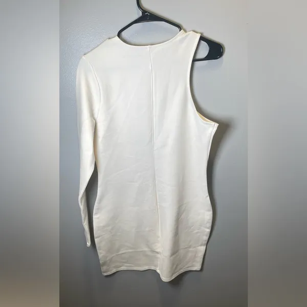 Abercrombie & Fitch Women's‎ NWT Ivory Asymmetrical Bodycon Dress Short Size XL - Image 6