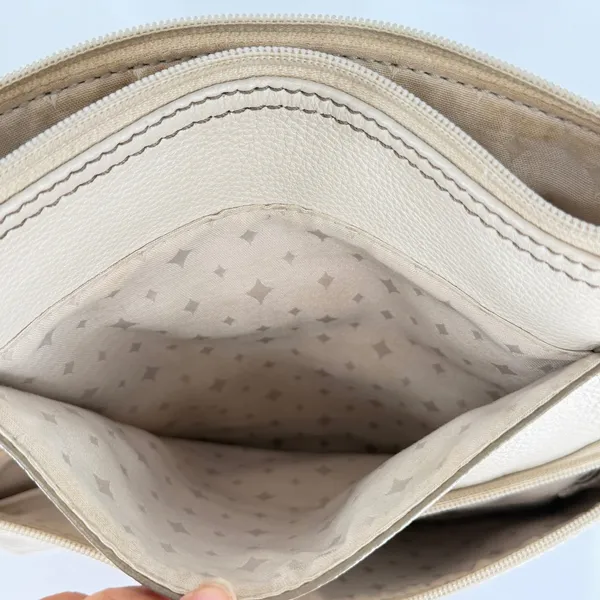 Fossil Cream Pebbled Leather Crossbody Bag Organizer Purse Off White - Image 5