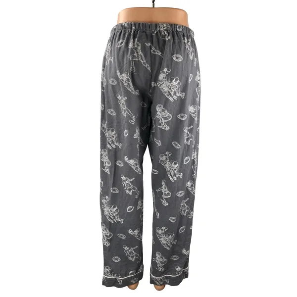 P.J. Salvage Game Day Gray Football Graphic Flannel Sleepwear Pajama Pants Sz S - Image 4