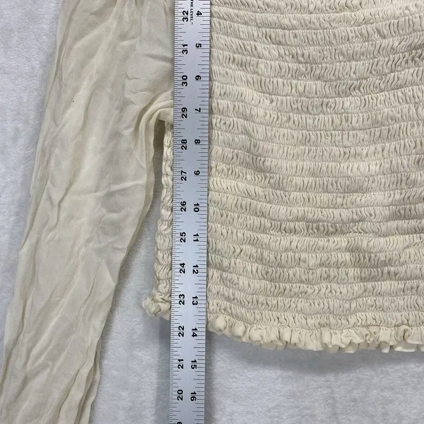 Reformation long sleeve‎ Smocked crop top Womens Small Y2K boho - flaw - Image 3