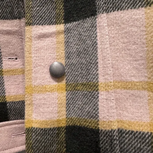 Urban Outfitters Green Yellow Cream Plaid Sherpa Collar Trucker Jacket‎ Sz Small - Image 9