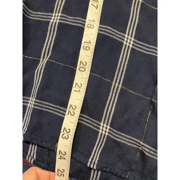 Tommy Hilfiger Women's Navy‎ Plaid Button Down Shirt Metallic Accents Size M - Image 14