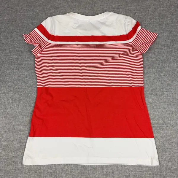 Lauren Ralph Lauren T-Shirt Womens M Red Striped Crew Neck Short Sleeve Nautical - Image 8