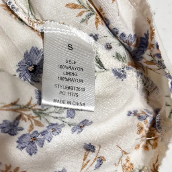 Magnolia‎ Womens Floral Babydoll Cami Top S Ivory Blue Boho Cottagecore Peplum - Image 7
