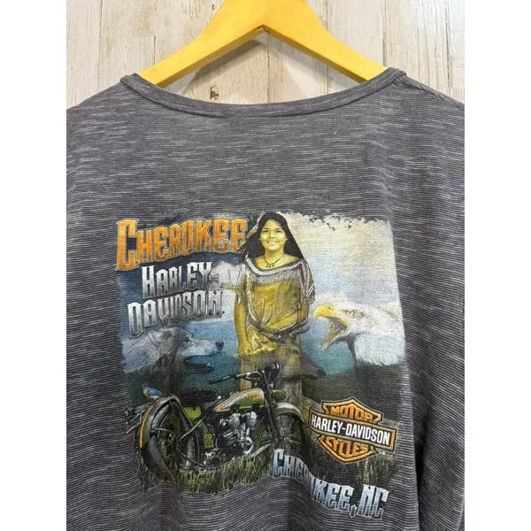 Harley-Davidson Women's XL‎ Gray V-Neck T-Shirt Vintage Cherokee NC - Image 3