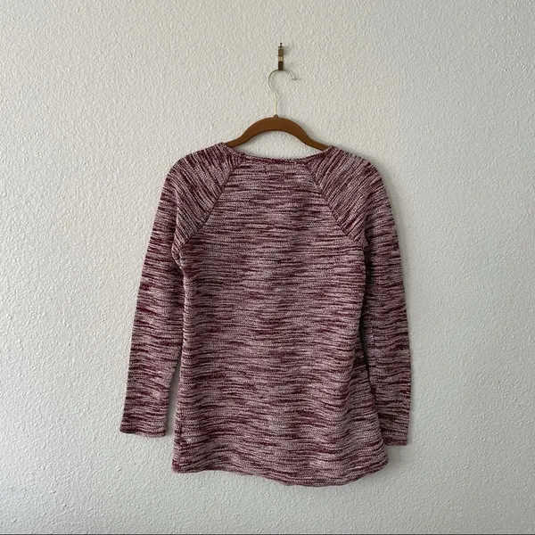 Old Navy Red Heather Sweater Burgundy Lightweight Small Cotton blend Layer Top - Image 2