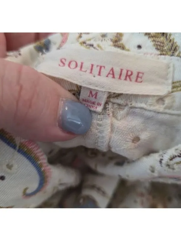 Solitaire Floral Eyelet Button Up Shirt Jacket Medium - Image 5