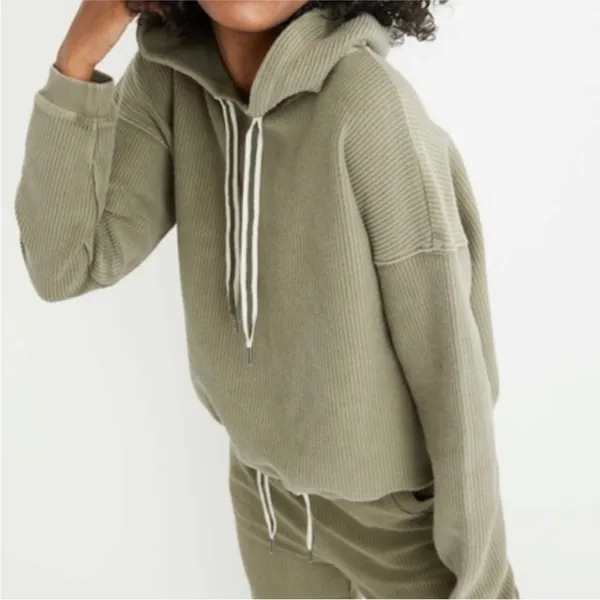 Aerie New Love Cropped Fit Corded Hoodie • Size L - Image 2