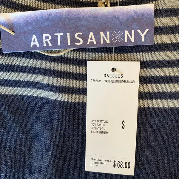 5/$25 NWT Artisan NY Navy Striped‎ Knit Dress - Image 8