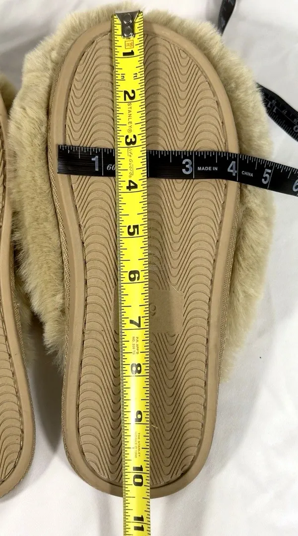 Free People Womens Size 8 Faux Fur Crossover Slippers Beige Cozy Boho Slides - Image 8