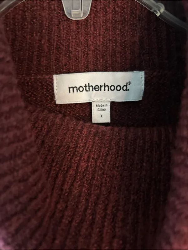 Motherhood Burgundy Turtleneck Longline Sweater Dress large - Image 3